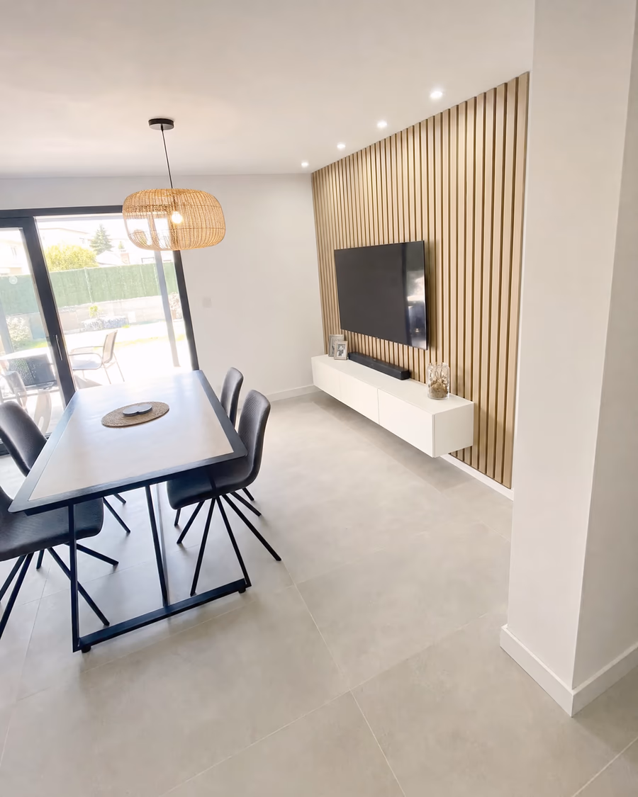 Renovated galley kitchen with wood finishes